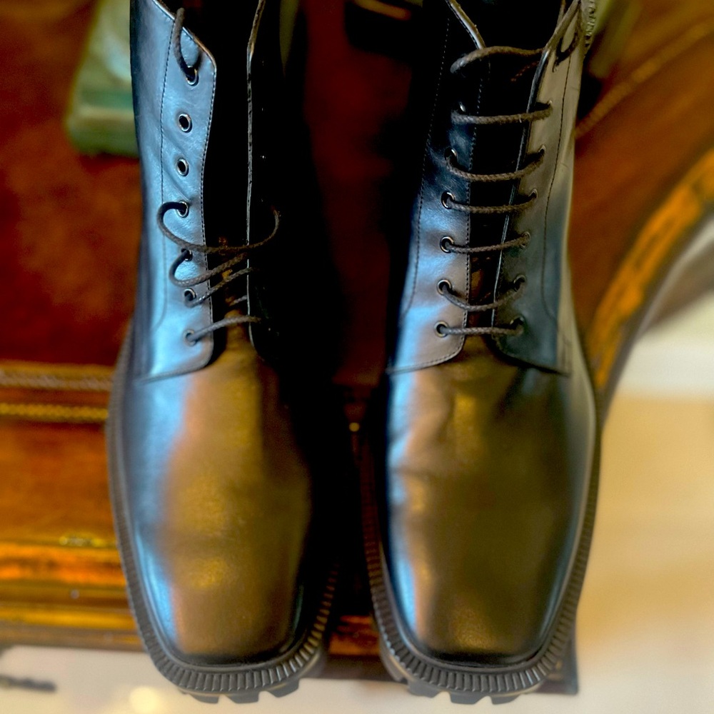 SOLD!! $1,100 Balenciaga Black Military Boots size US 12, EU 45 - Picture 2 of 11